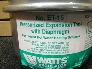 USED RV/MOTORHOME WATTS REGULATOR WATER EXPANSION TANK NO.ET-15 SKU# 0067401 PRICE: $39.95 + $34.99 SHIPPING  