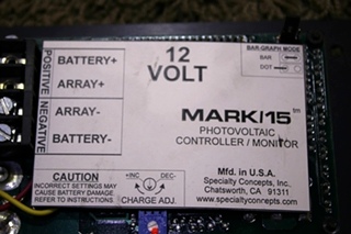 USED MOTORHOME SES APPLIED POWER SOLAR CONTROLLER/MONITOR PANEL FOR SALE