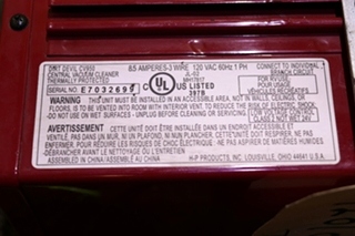 USED RV DIRT DEVIL CV950 CENTRAL VACUUM CLEANER FOR SALE