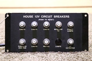 USED HOUSE 12V CIRCUIT BREAKERS PANEL RV PARTS FOR SALE
