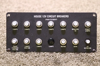 USED RV HOUSE 12V CIRCUIT BREAKERS PANEL FOR SALE