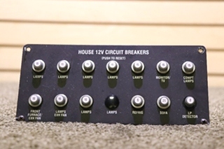 USED RV HOUSE 12V CIRCUIT BREAKERS PANEL FOR SALE