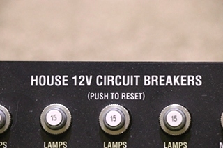 USED RV HOUSE 12V CIRCUIT BREAKERS PANEL FOR SALE