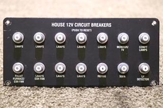 USED HOUSE 12V CIRCUIT BREAKER PANEL MOTORHOME PARTS FOR SALE