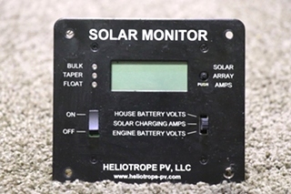USED HELIOTROPE PV SOLAR MONITOR PANEL RV PARTS FOR SALE