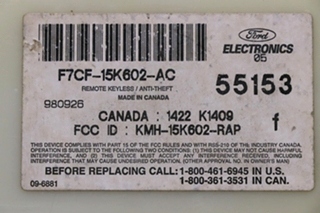 USED F7CF-15K602-AC FORD REMOTE KEYLESS RECEIVER RV PARTS FOR SALE