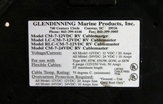 USED RV GLENDINNING CABLEMASTER CORD REEL MODEL: 204-1023